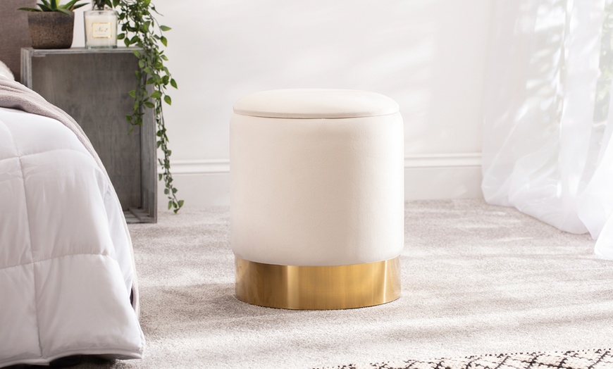 Image 9: Velvet Ottoman Storage Stool