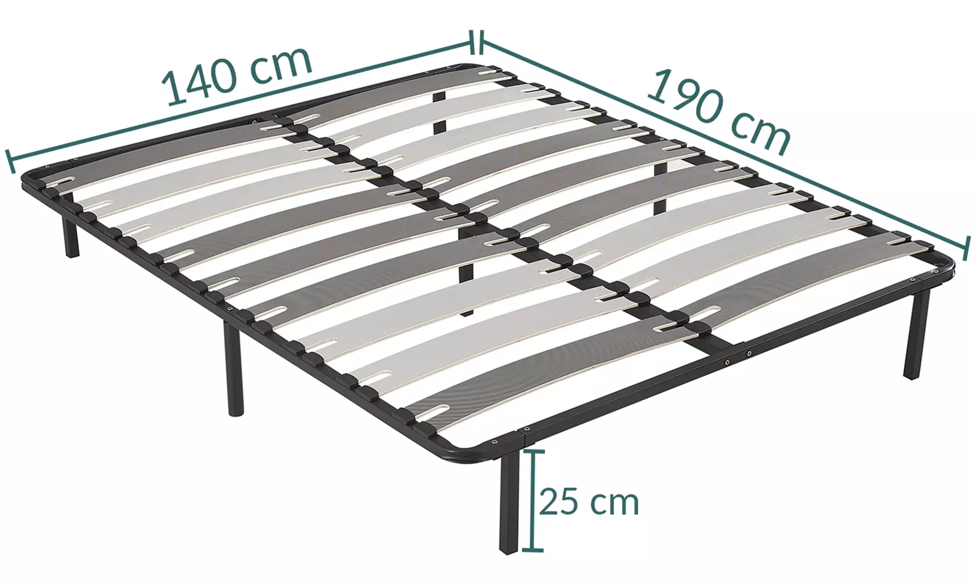Sampur Metallbettgestell „Luxflex“ mit breiten Latten, einschließlich Füße - Second Medium