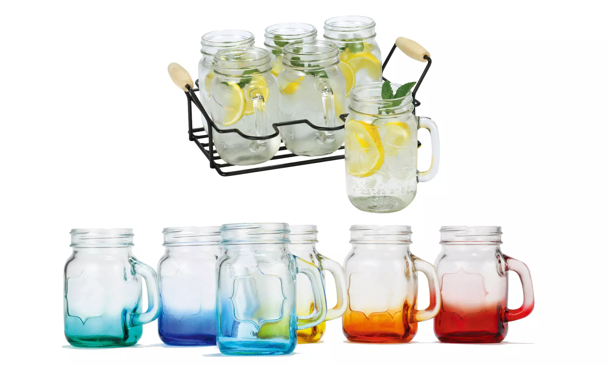 Euro-Ware Glass Mason Mugs or Shot Glasses (6-Pieces) - Primary Image