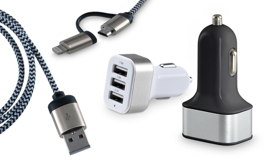 Image 2: Auto-usb-oplader met 3 ingangen