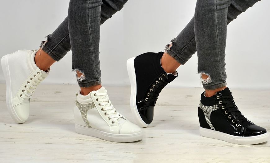 Image 1: Women's Studded High Top Trainers