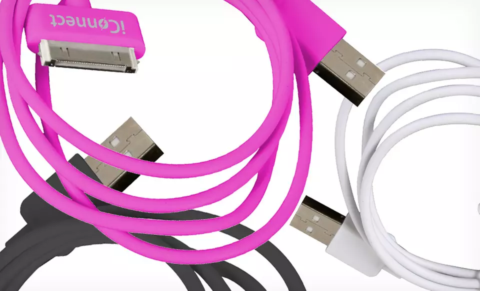 $6.99 for iConnect 5-Foot 30-Pin to USB iPhone/iPad/iPod Cable ($19.99 List Price). Multiple Colors. Free Returns. - Second Medium
