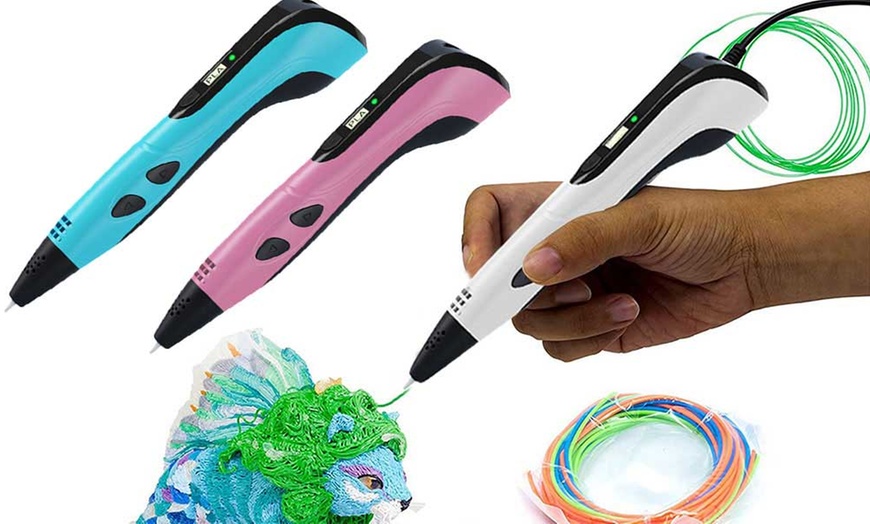 Image 1: 3D Printing Pen with 13 Rolls PLA Filament Set for Creative Projects