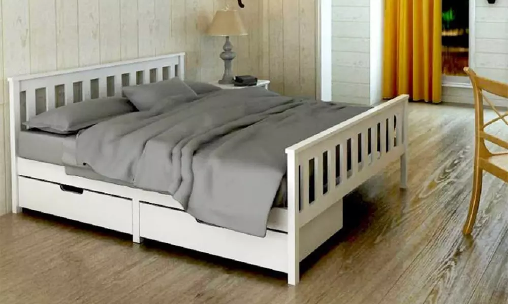Solid Pine Wood Bed Frame - Primary Image