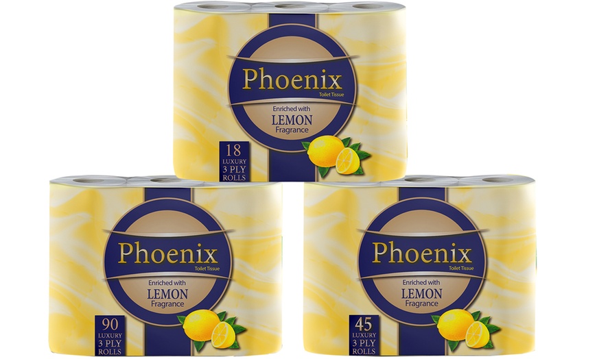 Image 1: 18, 45 or 90 Rolls of Phoenix Lemon-Fragranced Three-Ply Toilet Paper