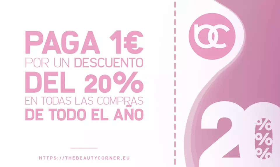 Paga 1 € por un 20% descuento en todas las compras que hagas durante todo el año en la tienda online The Beauty Corner - Second Medium