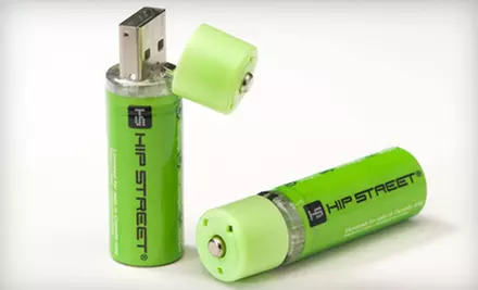 $12 for a Two-Pack of Hip Street Online USB-Rechargeable AA Batteries ($24.99 Value) - Primary Image
