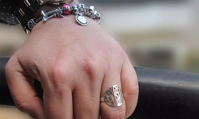 Sterling Silver Monogram Ring from Name Jewelry Spot - Second Medium