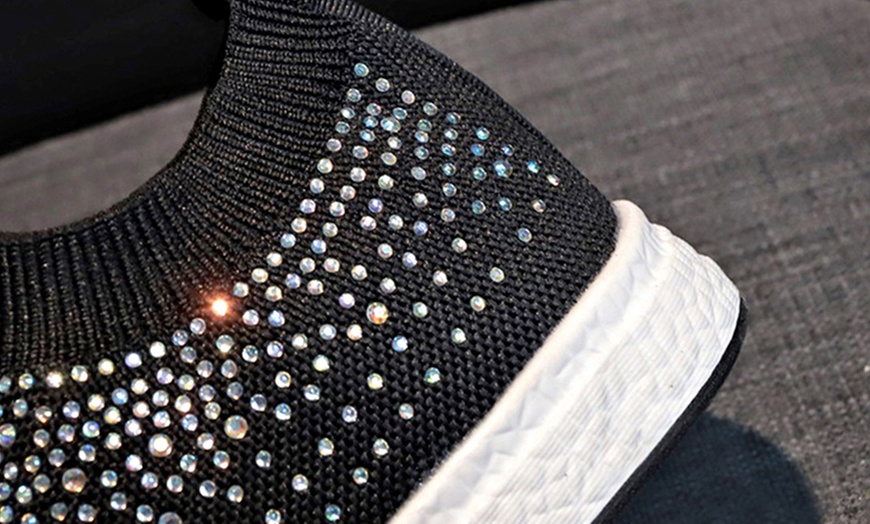 Image 5: Diamante Knitted Trainers