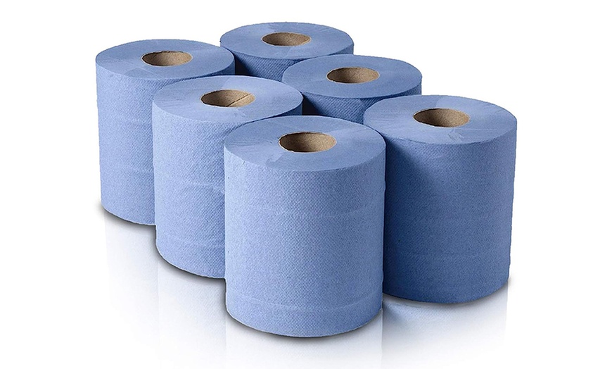 Image 1: 6, 12 or 18 Phoenix Blue Two-Ply Centrefeed Kitchen Rolls