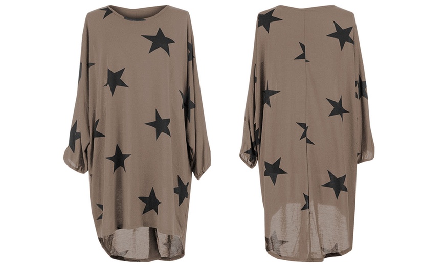 Image 16: Oversized Star Print Hi-Lo Top