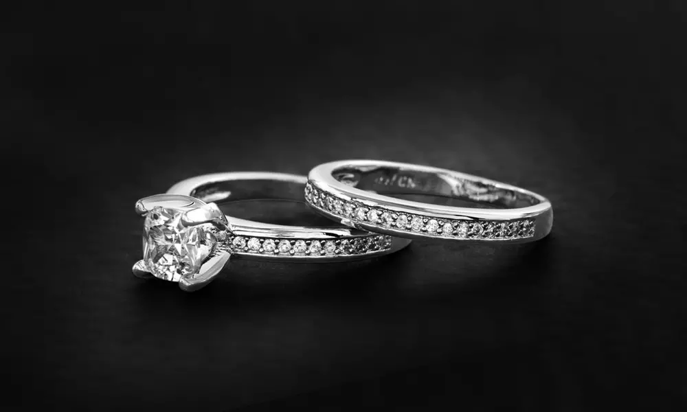 Lesa Michele 3.64 CTTW Princess-Cut Bridal Ring Set with Swarovski Elements - Second Medium