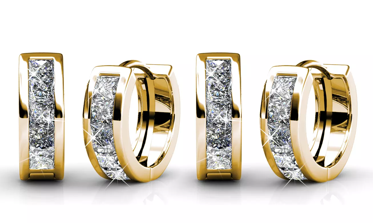 1x, 2x oder 3x Damen-Creolen mit österreichischen Kristallen