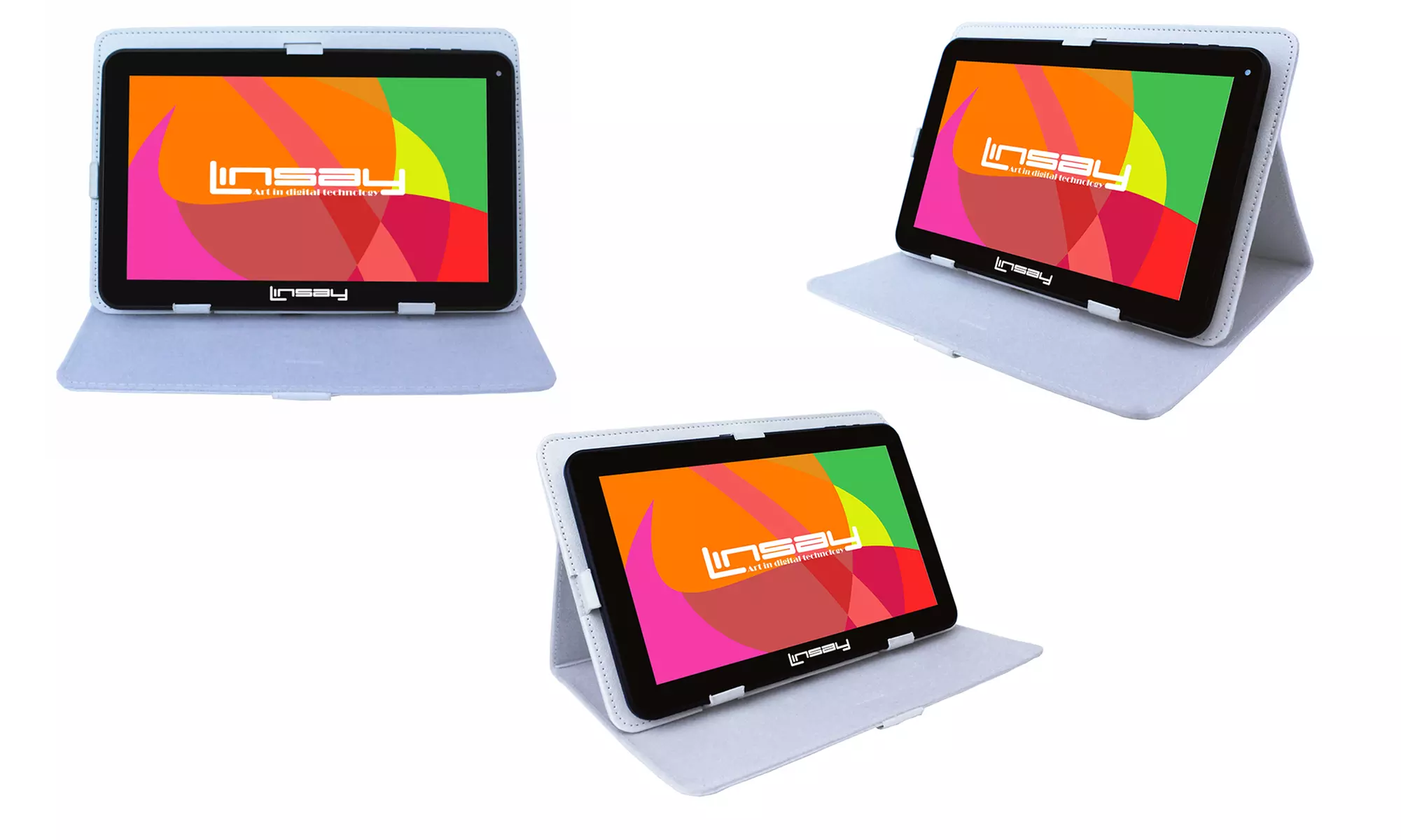 LINSAY 10.1" 16GB Android 9.0 Quad-Core Processor Tablet with Leather Case - Second Medium