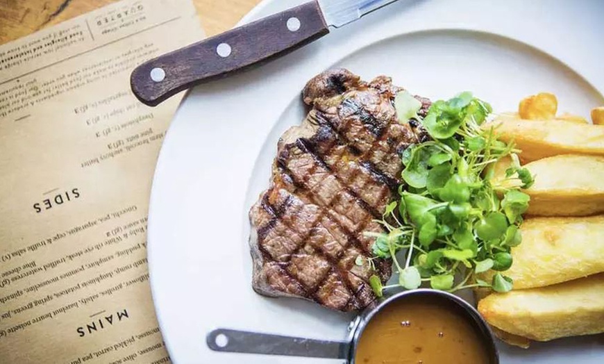 Image 1: Steak with Glass of Wine for Two