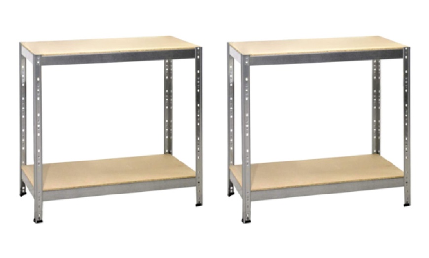 Image 4: Four-Tier Galvanized Metal Shelving Rack