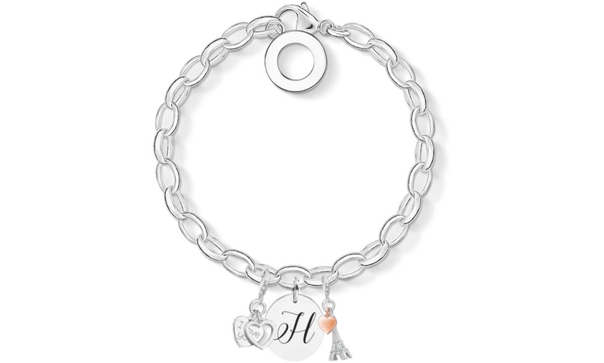 Image 9: Initial Charm Bracelet Made with Crystals from Swarovski®