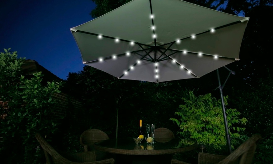 Image 4: Hanging Parasol with Solar Lights