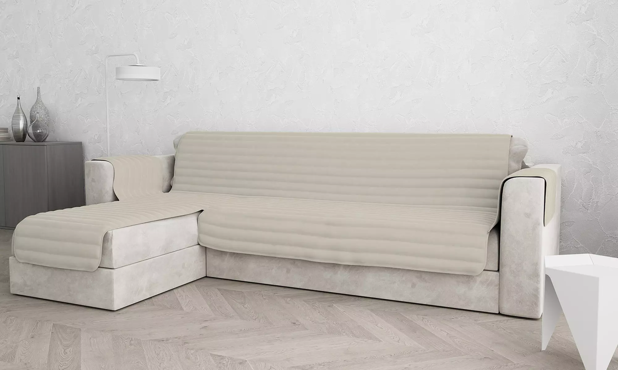 Copridivano trapuntato con penisola