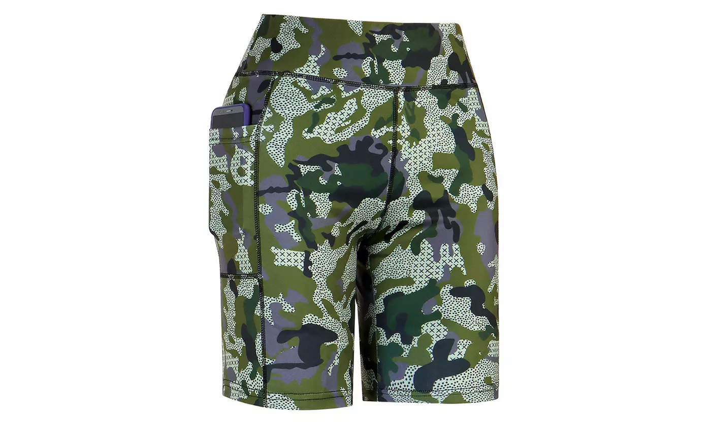 Women's High Waist Shorts Pocket Running Leggings with Side Pocket