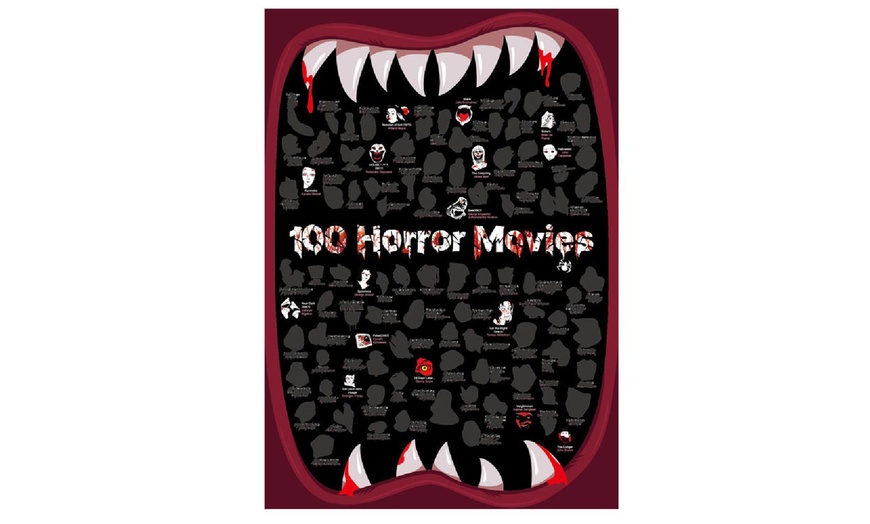 Image 3: 100 Horror Movies Bucket List Scratch Off Poster