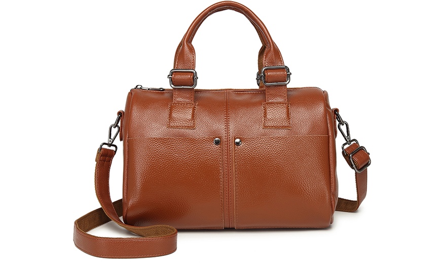 Image 14: Premium Leather Crossbody Bag With Large Capacity