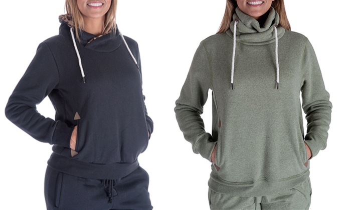 cowl neck pullover hoodie