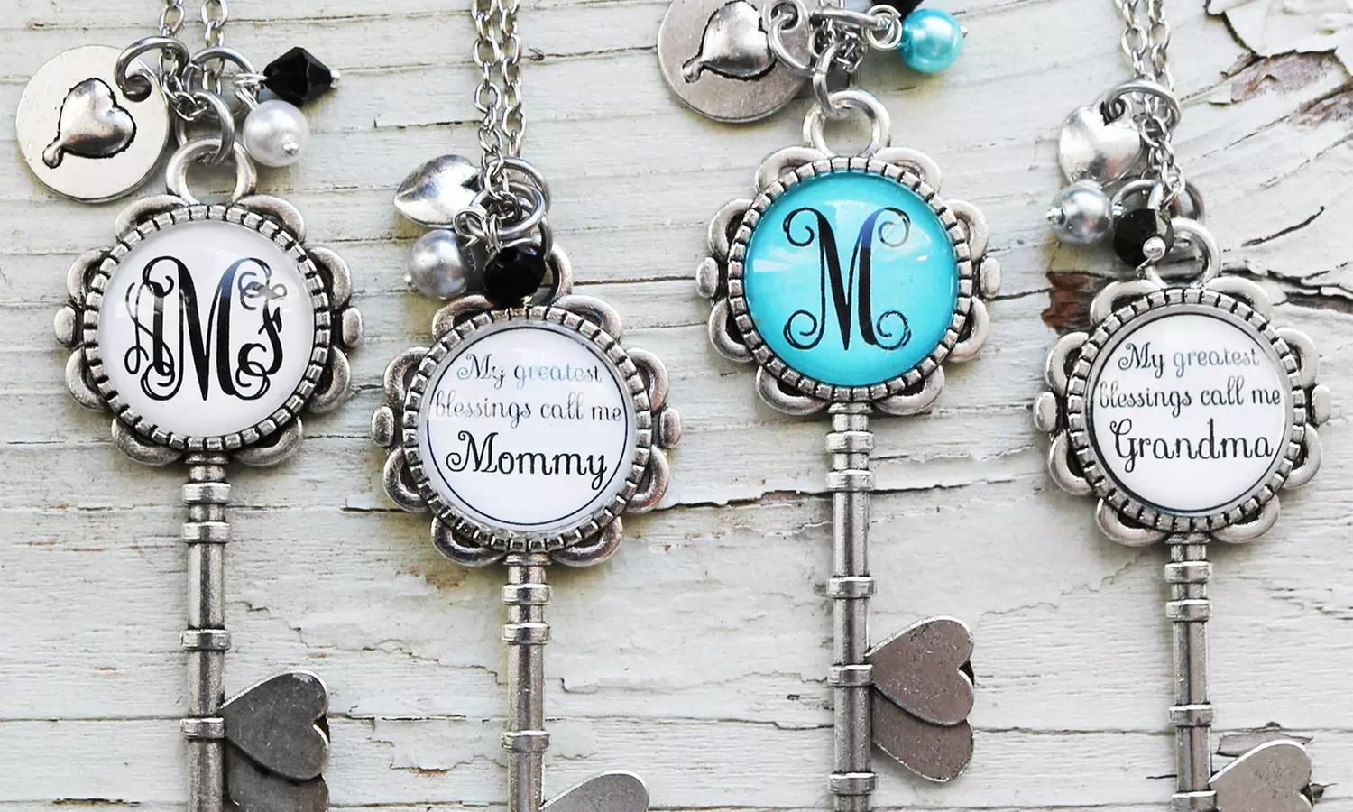 One or Two Monogrammed Skeleton-Key Necklaces from VioletFox (Up to 75% Off) - Primary Image