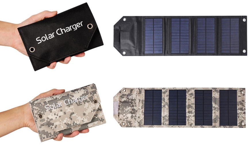 Image 1: Foldable Camping Solar Powered Charger