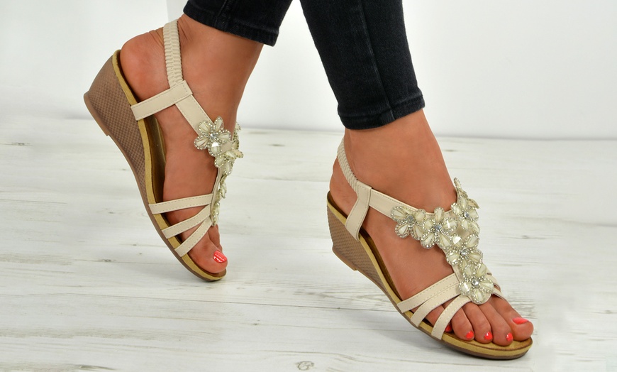 Image 7: Women's Floral Wedge Sandals