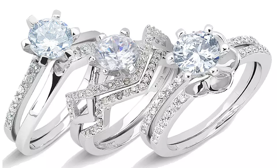 Cubic Zirconia Engagement Ring in Sterling Silver. Multiple Styles Available. Free Returns. - Primary Image