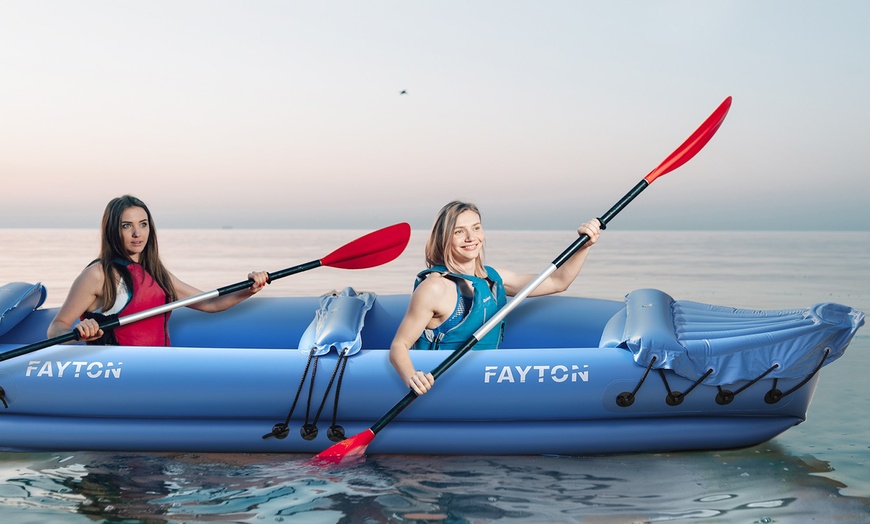 Image 3: Two-Seater Inflatable Kayak with Aluminium Paddle and Air Pump