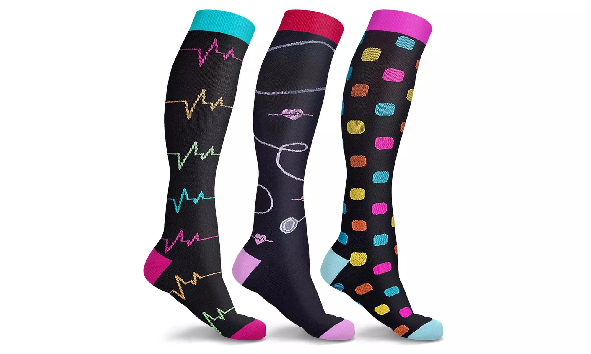 Whimsical Medical Print Compression Socks (3-Pack) - Second Medium