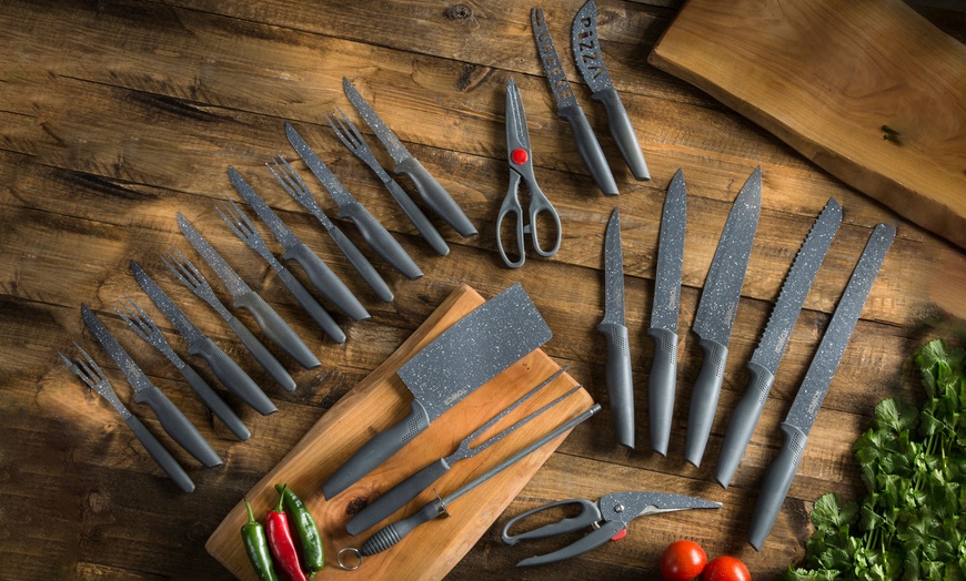 Image 11: Tower 24-Piece Stone-Coated Knife Set with Knife Sharpener