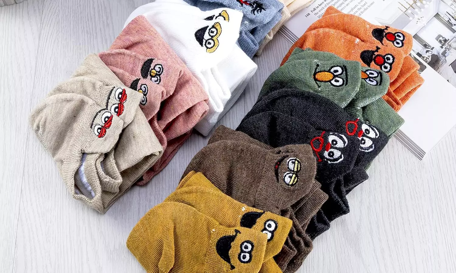 1, 5 o 10 paia di calzini con fantasia facce divertenti