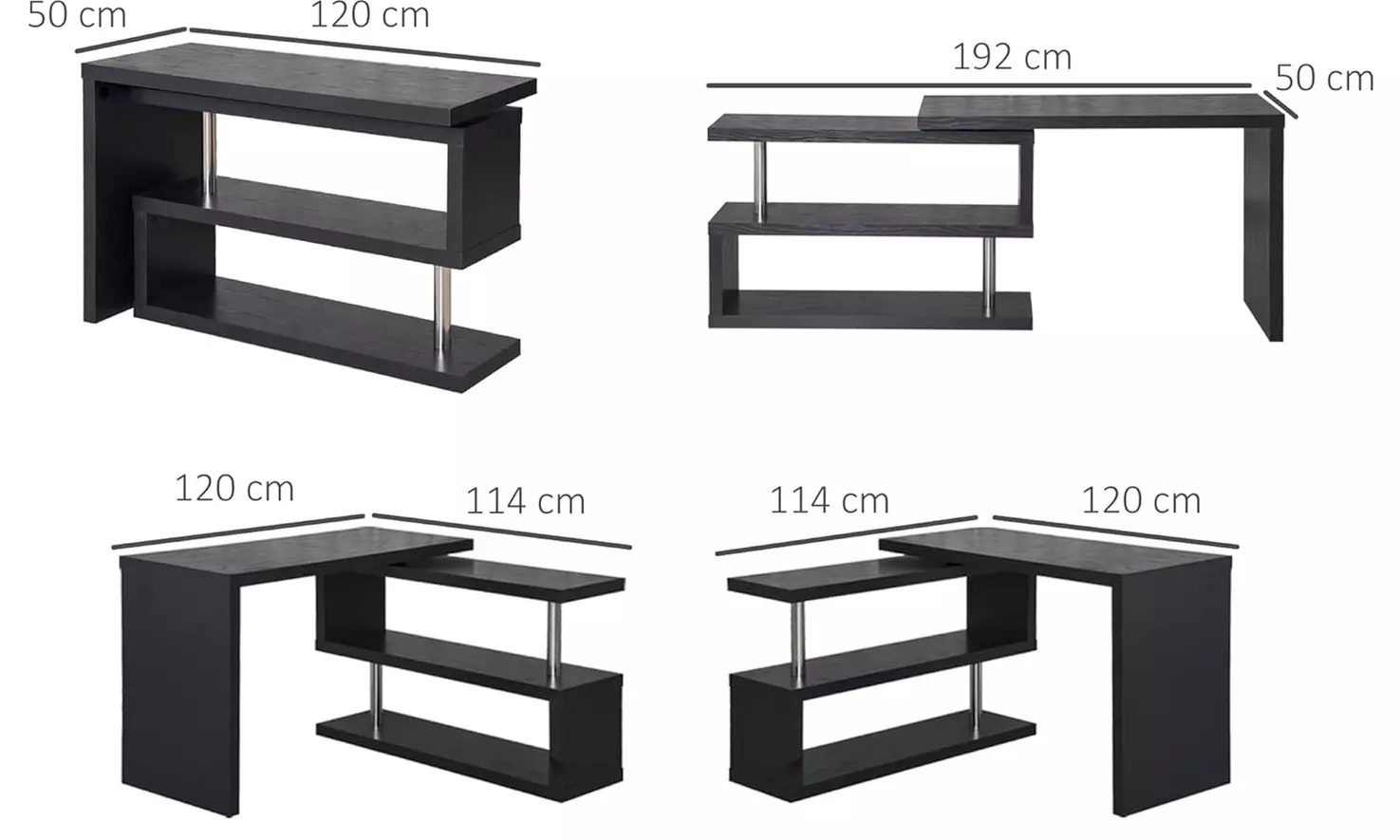 Homcom L-Shaped Desk with 360° Rotating Storage Shelves