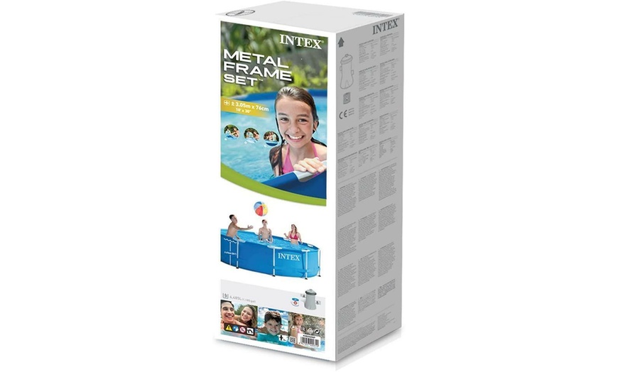 Image 3: Intex 10ft x 30" Metal Frame Pool Set