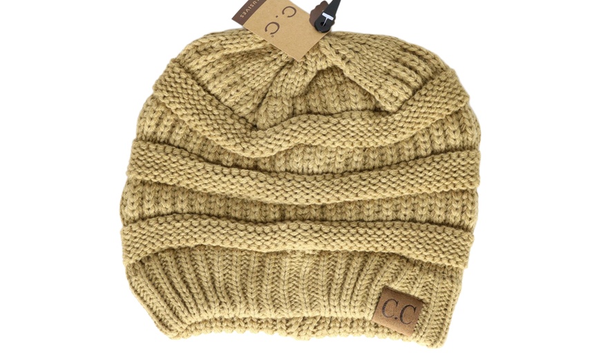Image 16: Cheveux Corp. Women's Solid Classic CC Beanie 