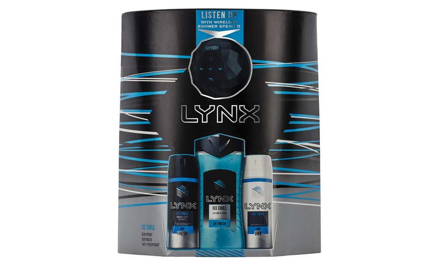 Image 2: Lynx Ice Chill Trio Shower Gift Set with Wireless Bluetooth Speakers