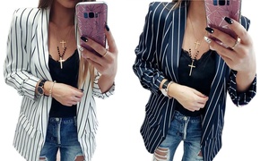 Longline Striped Blazer