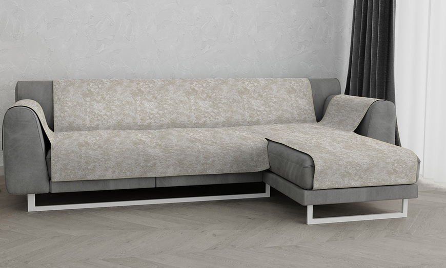 Image 12: Rutschfester Bezug für Sofa mit Chai­se­longue