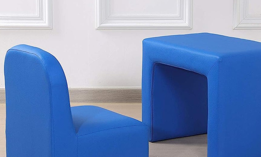 Image 7: HomCom Kids' Mini Sofa Two-in-One Table Chair Set