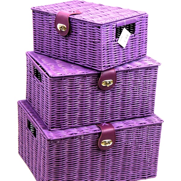 Woven Storage Box With Lid Groupon Goods One Or Three Woven Storage Boxes With Lid And Lock