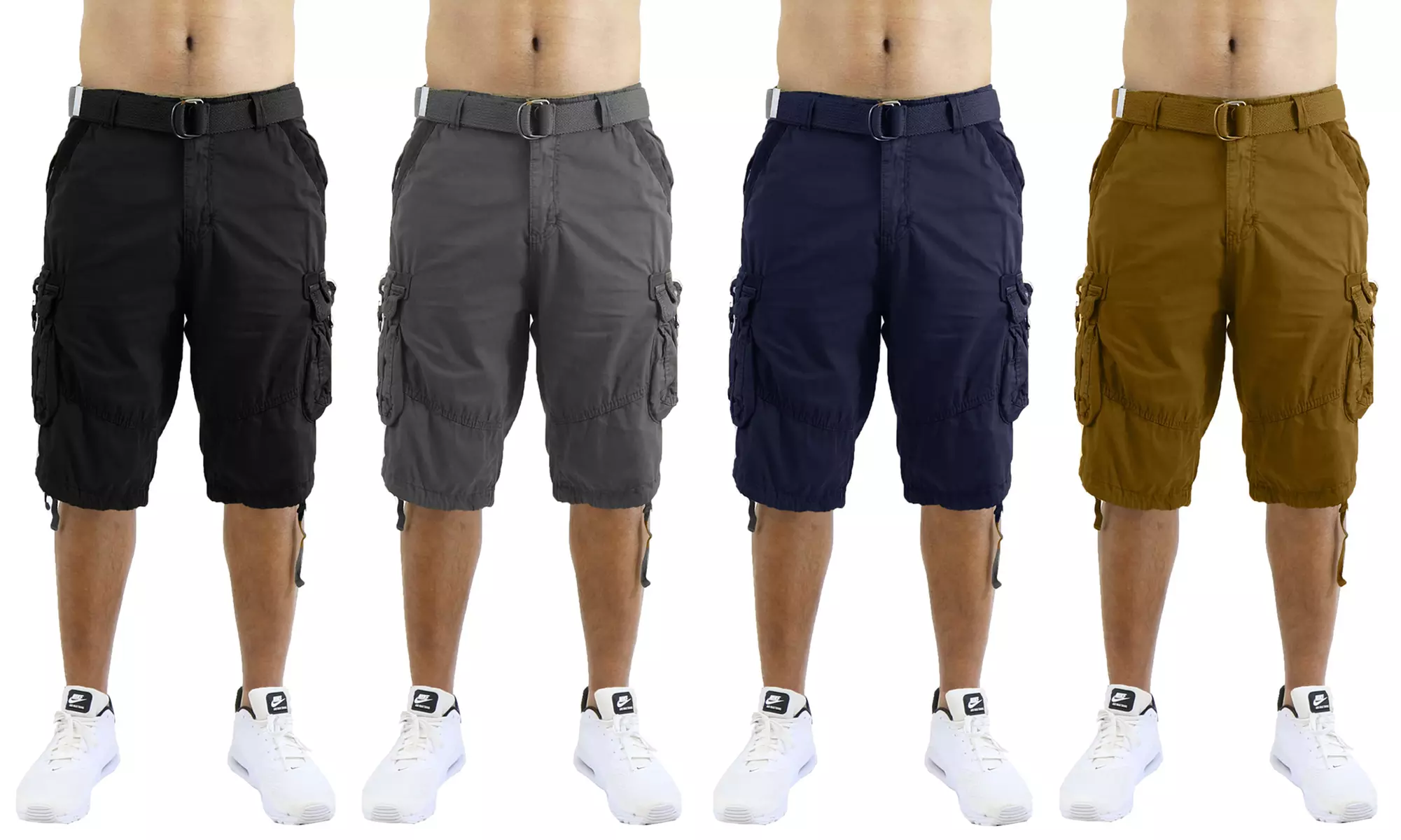 2-Pack Men's Classic-Fit Tactical Reinforced Belted Cargo Shorts (Size 30-48) - Primary Image