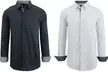 2-Pack Men's Long-Sleeve Solid Slim-Fit Casual Dress Shirts (S-5XL) - Second Medium