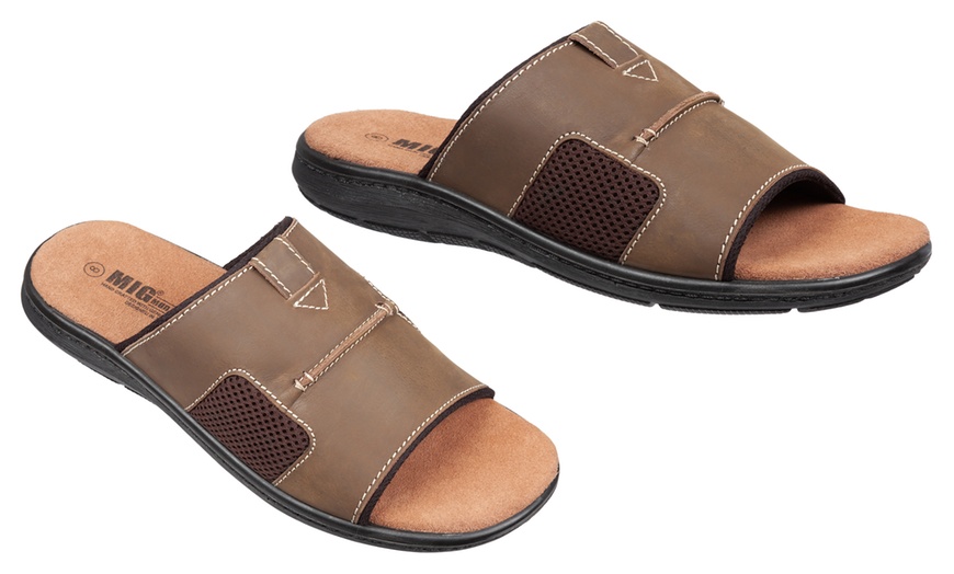 Image 3: Men's Slip-On Leather Sandals