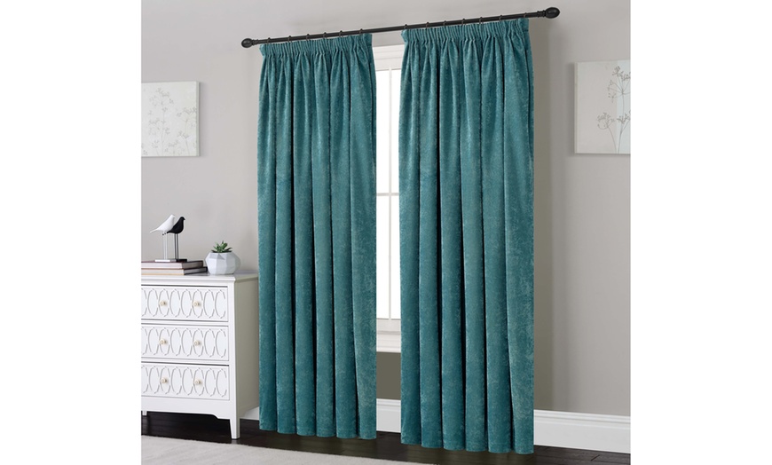 Image 4: Chenille Pencil Pleat Curtains