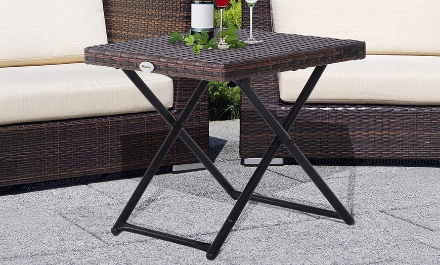 Image 5: Outsunny Rattan-Effect Foldable Coffee Table