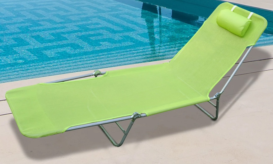 Image 1: Outsunny Foldable Sun Lounger