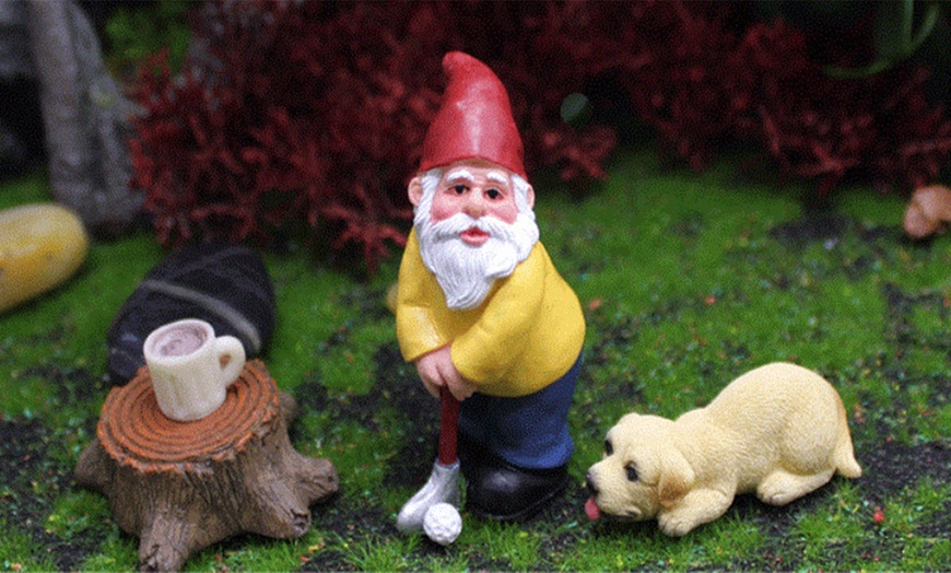 Image 1: One or Two Sets of Three-Piece Golf Gnome Ornament